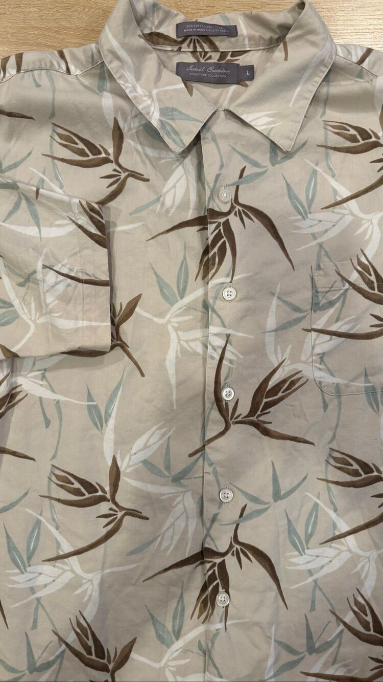 Daniel Cremieux Signature Collection Tropical Floral Short Sleeve Button-Front S